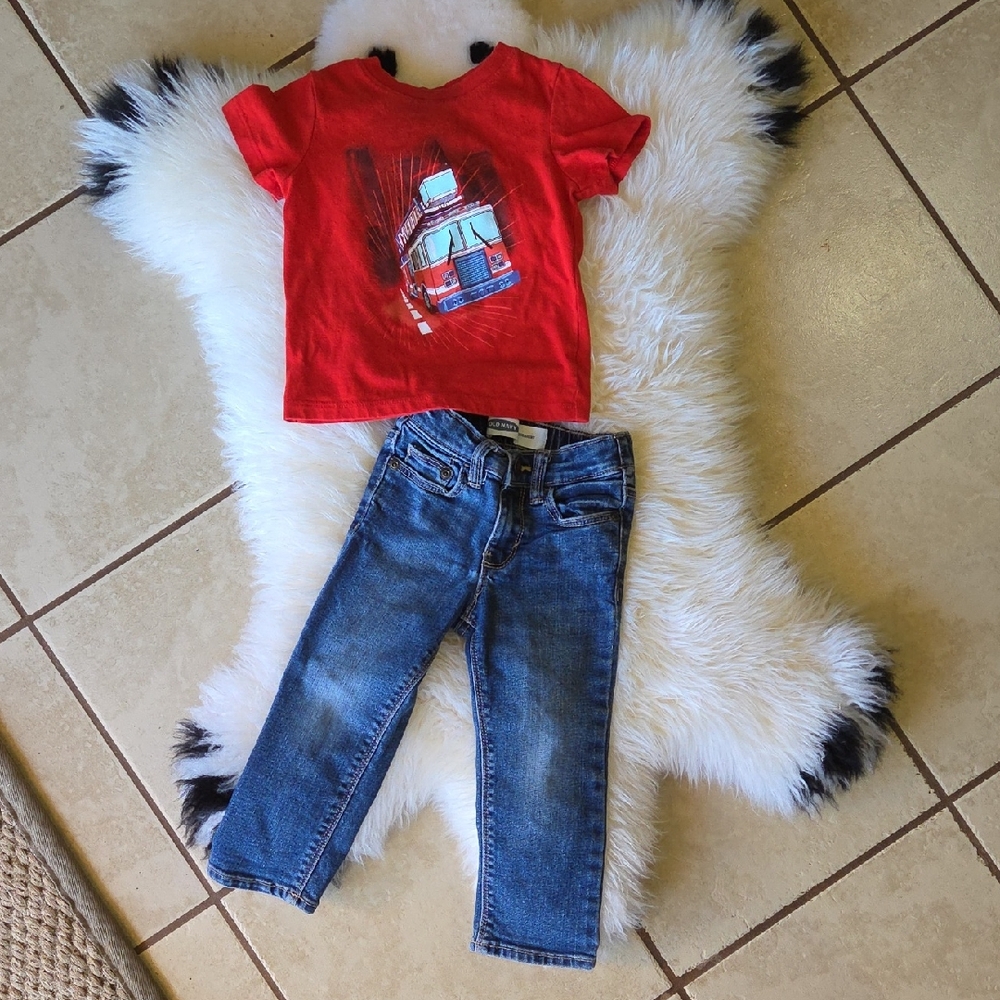 Old Navy Fire Truck Red and Blue Kids Matching Set